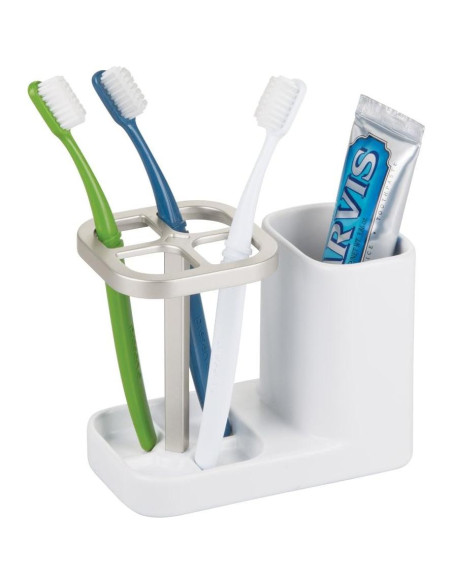 Soporte de Cepillos de Dientes iDesign Sedona Cerámica Blanco