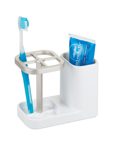 Soporte de Cepillos de Dientes iDesign Sedona Cerámica Blanco