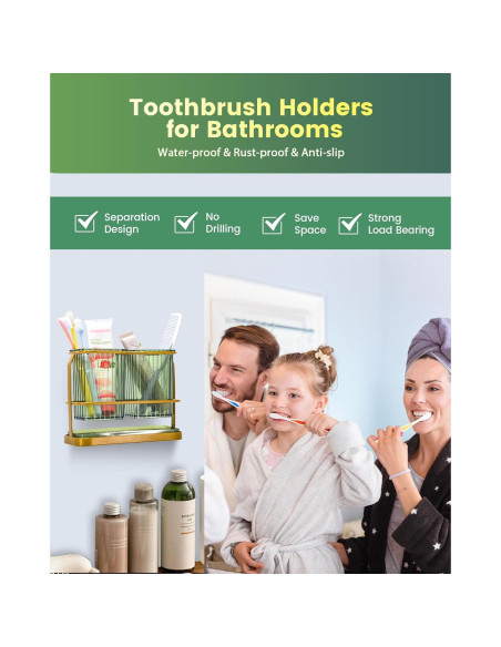 Soporte de Cepillos de Dientes KONE Verde 2 Tazas Montado Pared