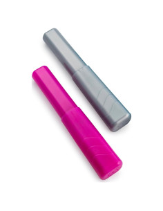 Soporte de Cepillo de Dientes de Viaje Miamica Rosa y Plata - 2 Piezas