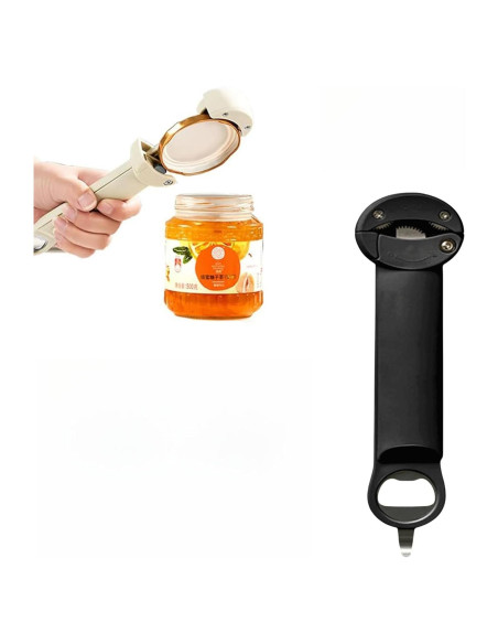 Abridor de Tarros Multifuncional Grolomo Acero Inoxidable Negro