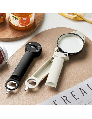 Abridor de Tarros Multifuncional Grolomo Acero Inoxidable Negro