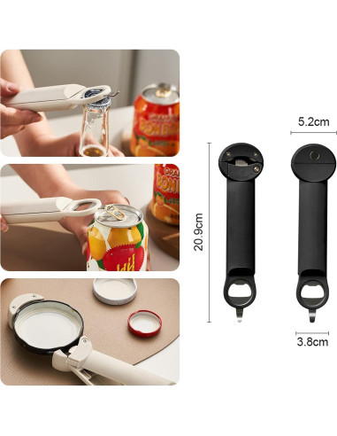 Abridor de Tarros Multifuncional Grolomo Acero Inoxidable Negro