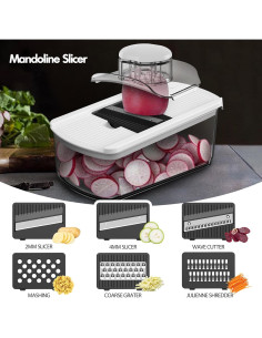 Cortador de Verduras Mandolina Cambom 10 Cuchillas 2L Blanco 2