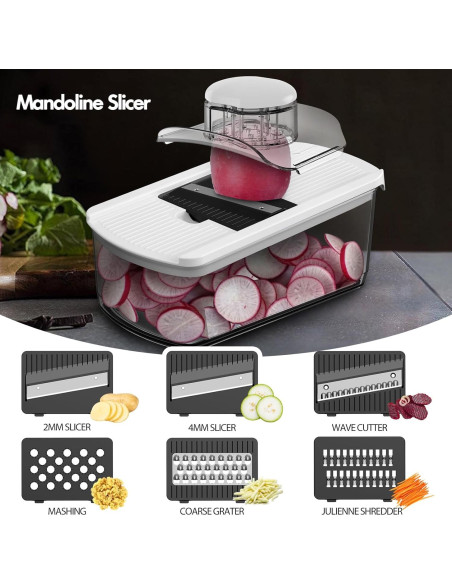 Cortador de Verduras Mandolina Cambom 10 Cuchillas 2L Blanco