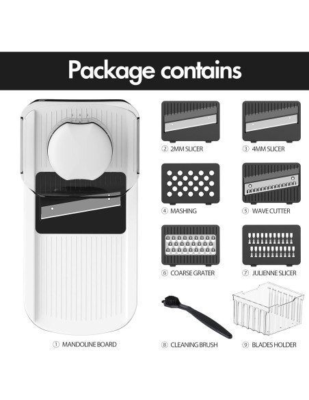 Cortador de Verduras Mandolina Cambom 10 Cuchillas 2L Blanco