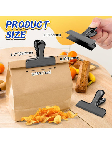 Clips de Acero Inoxidable VNDUEEY 12 Piezas 7.62 cm Negro