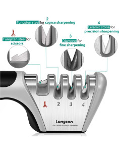 Afilador de cuchillos 4 en 1 Longzon con guante incluido 2
