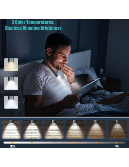 Luz de Lectura LED AIOLEKUP para el Cuello, 3 Colores, Recargable
