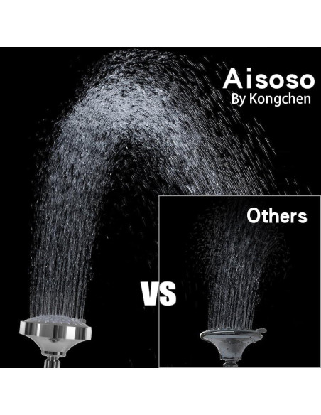 Cabezal de Ducha Fijo Aisoso 10,41 cm Alta Presión 5 Modos