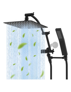 Cabezal de Ducha Hibbent 10'' Cuadrado Metal Negro Mate