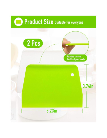 Raspador de Masa YUNDUOJIA 2PCS Plástico Flexible 13.2x9.3cm