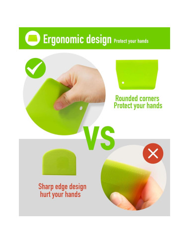 Raspador de Masa YUNDUOJIA 2PCS Plástico Flexible 13.2x9.3cm