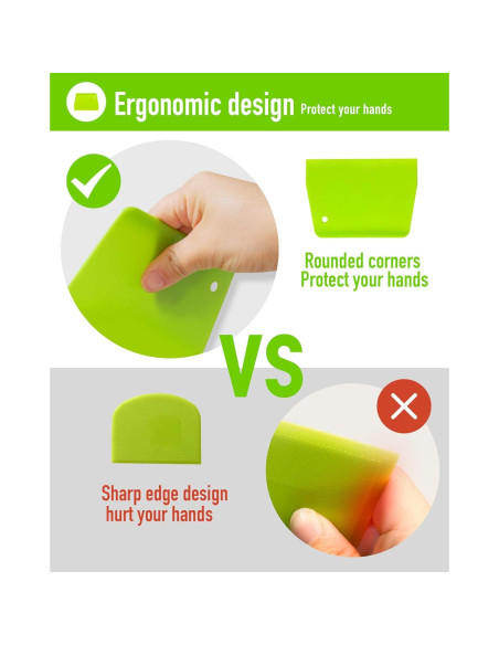 Raspador de Masa YUNDUOJIA 2PCS Plástico Flexible 13.2x9.3cm