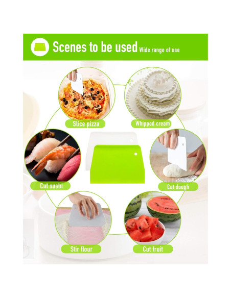 Raspador de Masa YUNDUOJIA 2PCS Plástico Flexible 13.2x9.3cm