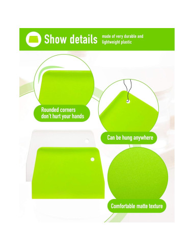 Raspador de Masa YUNDUOJIA 2PCS Plástico Flexible 13.2x9.3cm