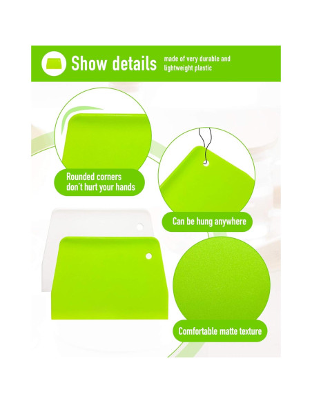 Raspador de Masa YUNDUOJIA 2PCS Plástico Flexible 13.2x9.3cm