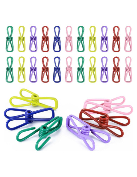 30 Clips de Metal Coloreados Tecbeauty para Ropa y Bolsas
