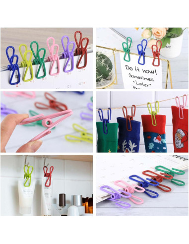 30 Clips de Metal Coloreados Tecbeauty para Ropa y Bolsas