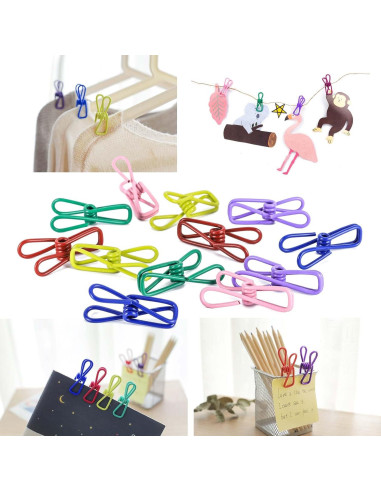 30 Clips de Metal Coloreados Tecbeauty para Ropa y Bolsas