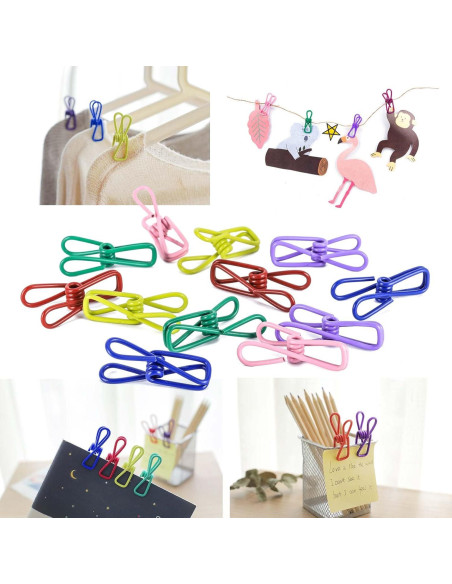 30 Clips de Metal Coloreados Tecbeauty para Ropa y Bolsas