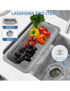 Colador y escurridor plegable LASSHSWA gris 33-48 cm 2