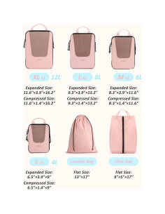 Cubos de Empaque BAGSMART 6 Set Rosa Bebé para Viajes 2