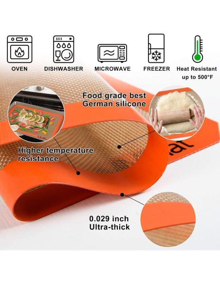 Alfombrillas de Hornear de Silicona MMMAT - Juego de 2