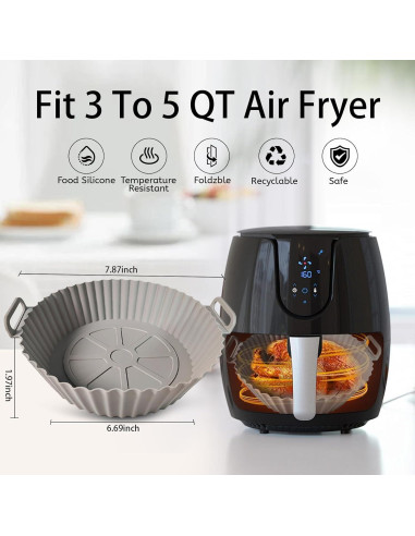 Kookkit 2 Forros Silicona Reutilizables para Freidora 3-5 QT