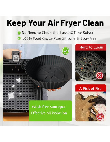 Kookkit 2 Forros Silicona Reutilizables para Freidora 3-5 QT