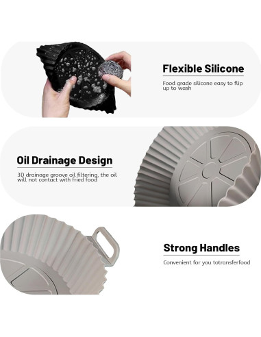 Kookkit 2 Forros Silicona Reutilizables para Freidora 3-5 QT