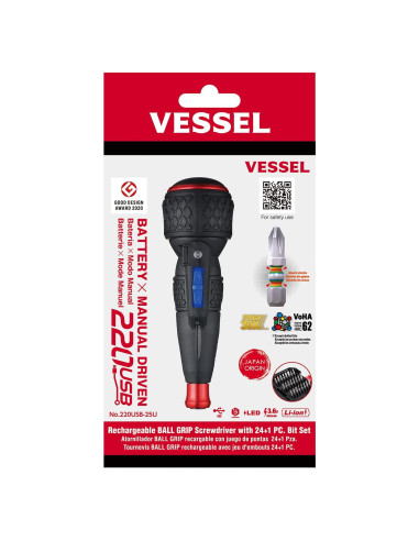 Destornillador eléctrico VESSEL e-ASSIST 25 piezas 3.6V