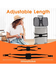 Correas de Equipaje Elásticas Taefuwr 2 Piezas Negras 2