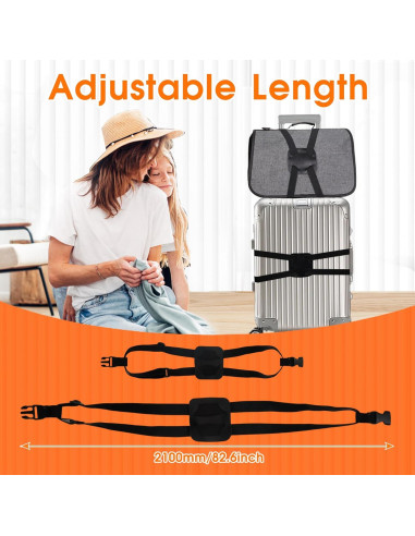 Correas de Equipaje Elásticas Taefuwr 2 Piezas Negras