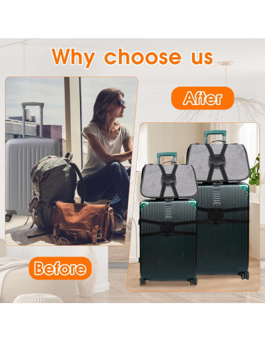 Correas de Equipaje Elásticas Taefuwr 2 Piezas Negras