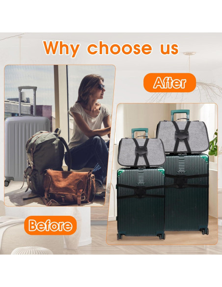 Correas de Equipaje Elásticas Taefuwr 2 Piezas Negras