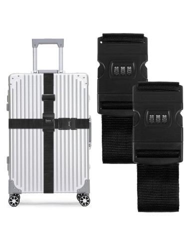 Correas de Equipaje T Tersely 2 Piezas con Candado Negro