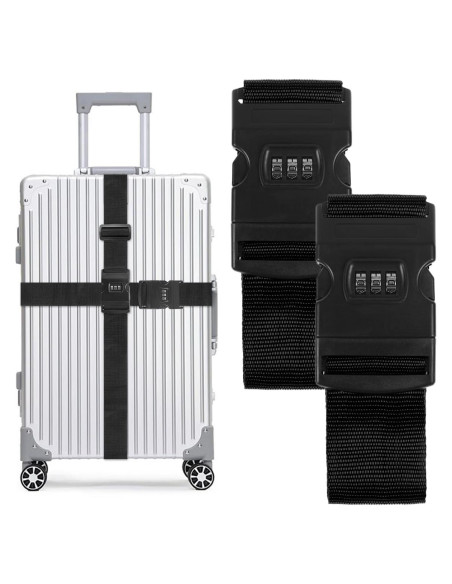 Correas de Equipaje T Tersely 2 Piezas con Candado Negro