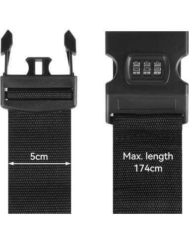 Correas de Equipaje T Tersely 2 Piezas con Candado Negro