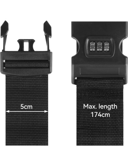 Correas de Equipaje T Tersely 2 Piezas con Candado Negro