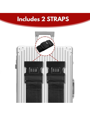 Correas de Equipaje T Tersely 2 Piezas con Candado Negro
