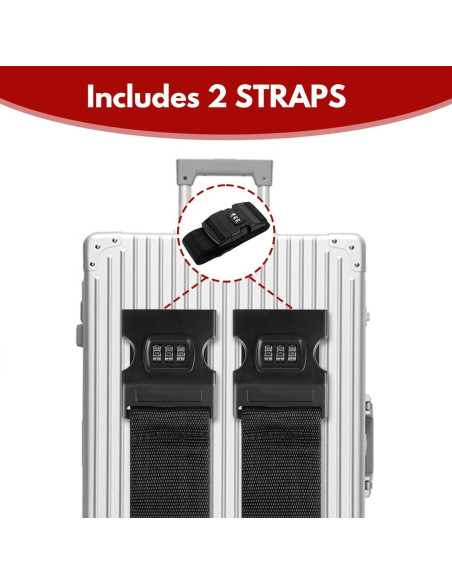 Correas de Equipaje T Tersely 2 Piezas con Candado Negro
