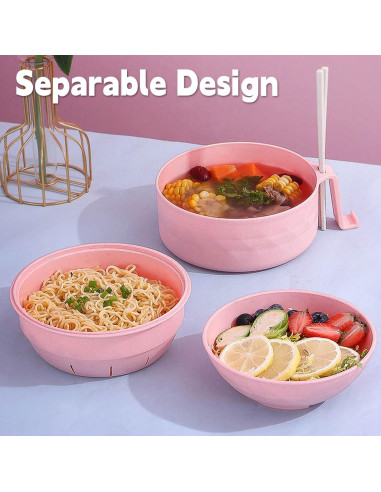 Tazón de Ramen IHVATO 820ml Microondas con Tapa y Mango