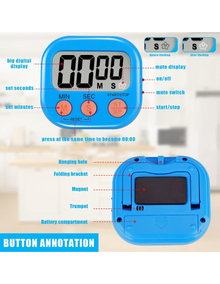 Paquete de 6 Temporizadores Digitales Magnéticos HADDOCK