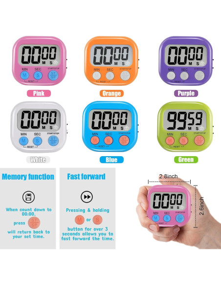 Paquete de 6 Temporizadores Digitales Magnéticos HADDOCK