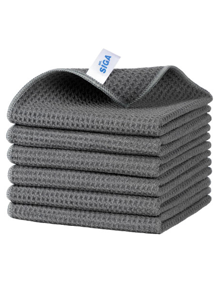 Paños de Limpieza Microfibra MR.SIGA 6 Unidades Gris 32x32 cm