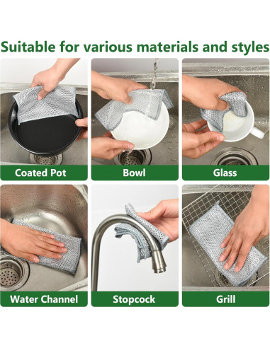 6 Paños de Cocina Doble Capa Genérico 20x20 cm Sin Rayones