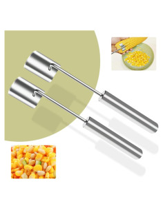 Pelador de Maíz Acero Inoxidable 67, Mango Largo, 2 Pcs