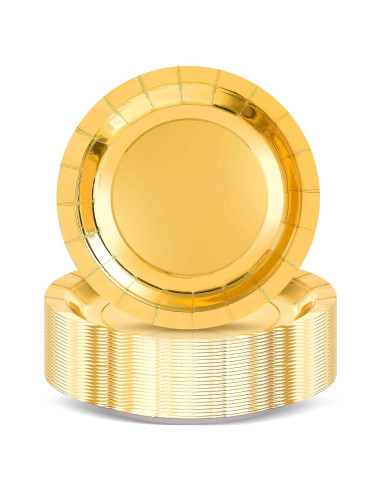 48 Platos Cargadores Desechables Dorados 33 cm Mimorou
