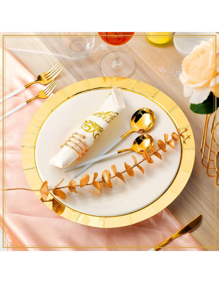48 Platos Cargadores Desechables Dorados 33 cm Mimorou